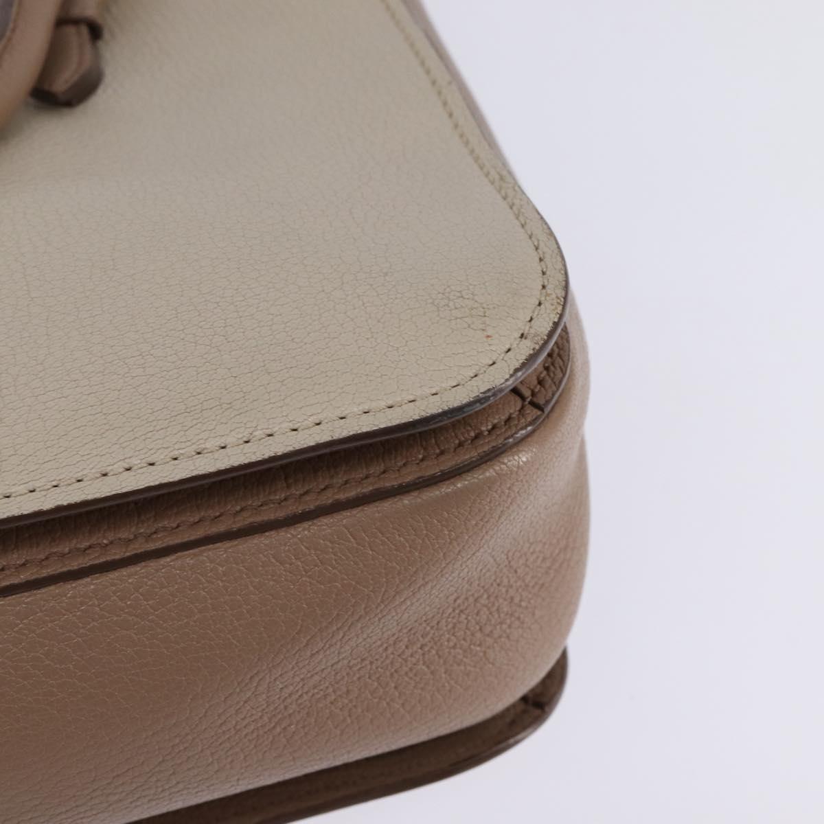 Miu Miu Hand Bag Leather 2way Beige Gold Auth gh888