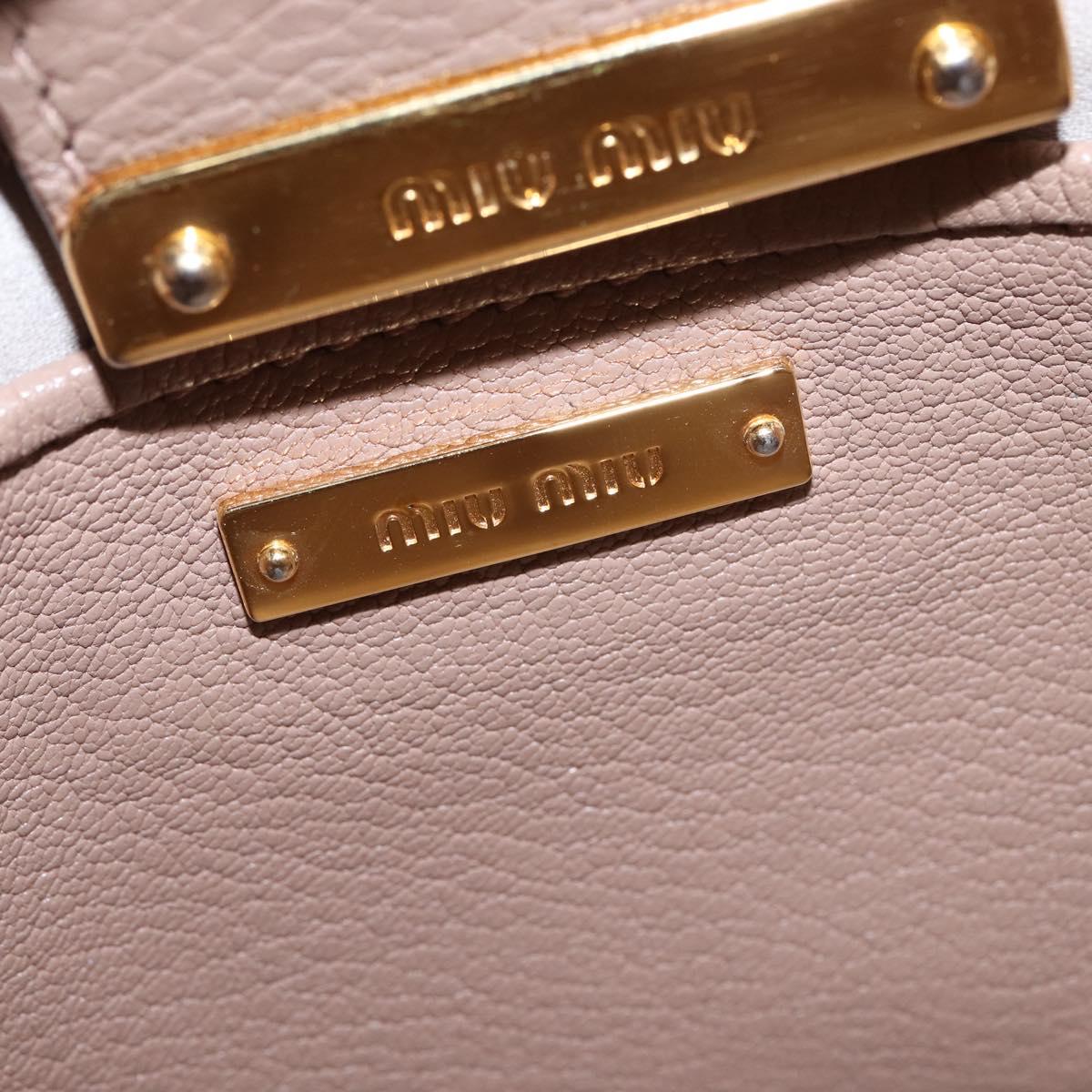 Miu Miu Hand Bag Leather 2way Beige Gold Auth gh888