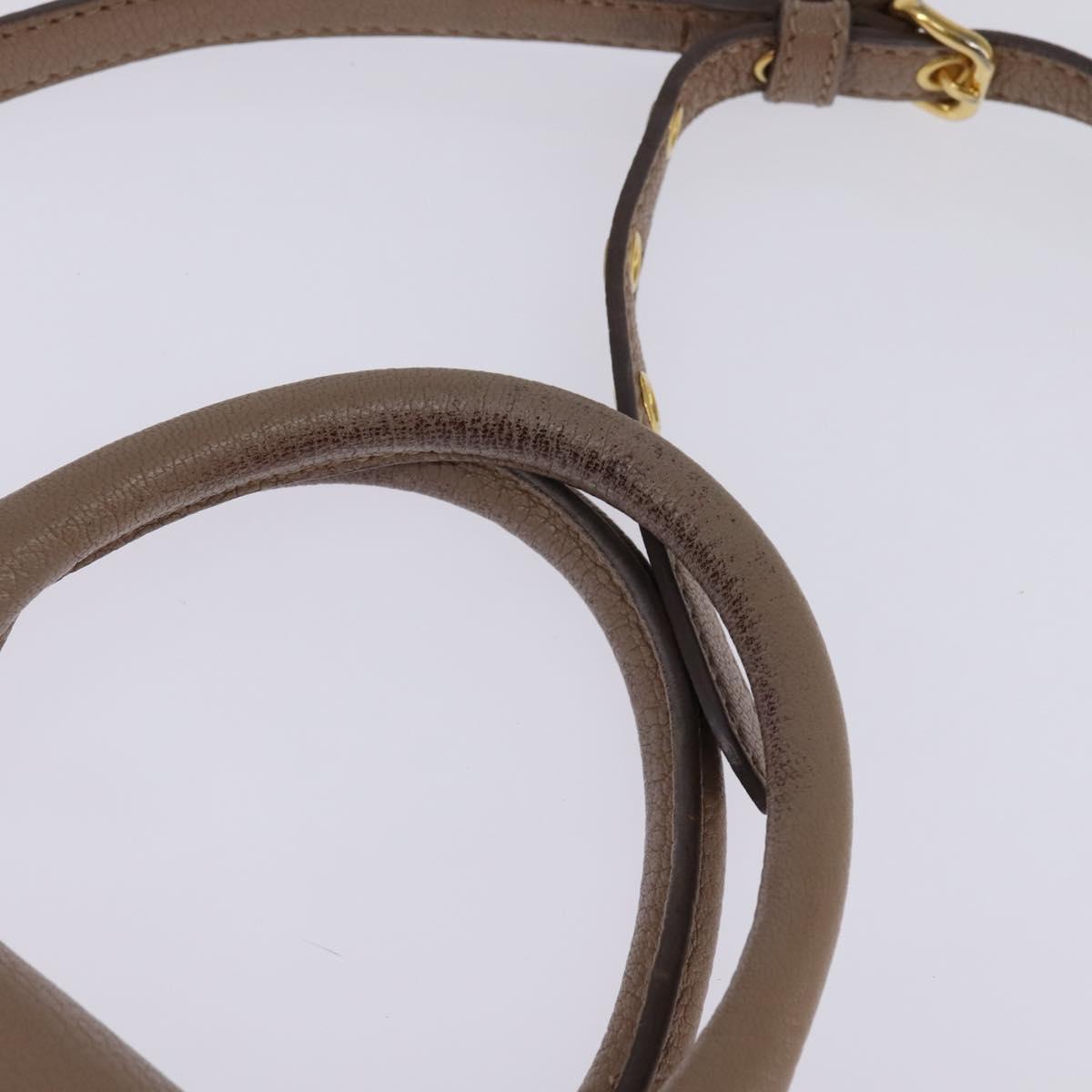 Miu Miu Hand Bag Leather 2way Beige Gold Auth gh888