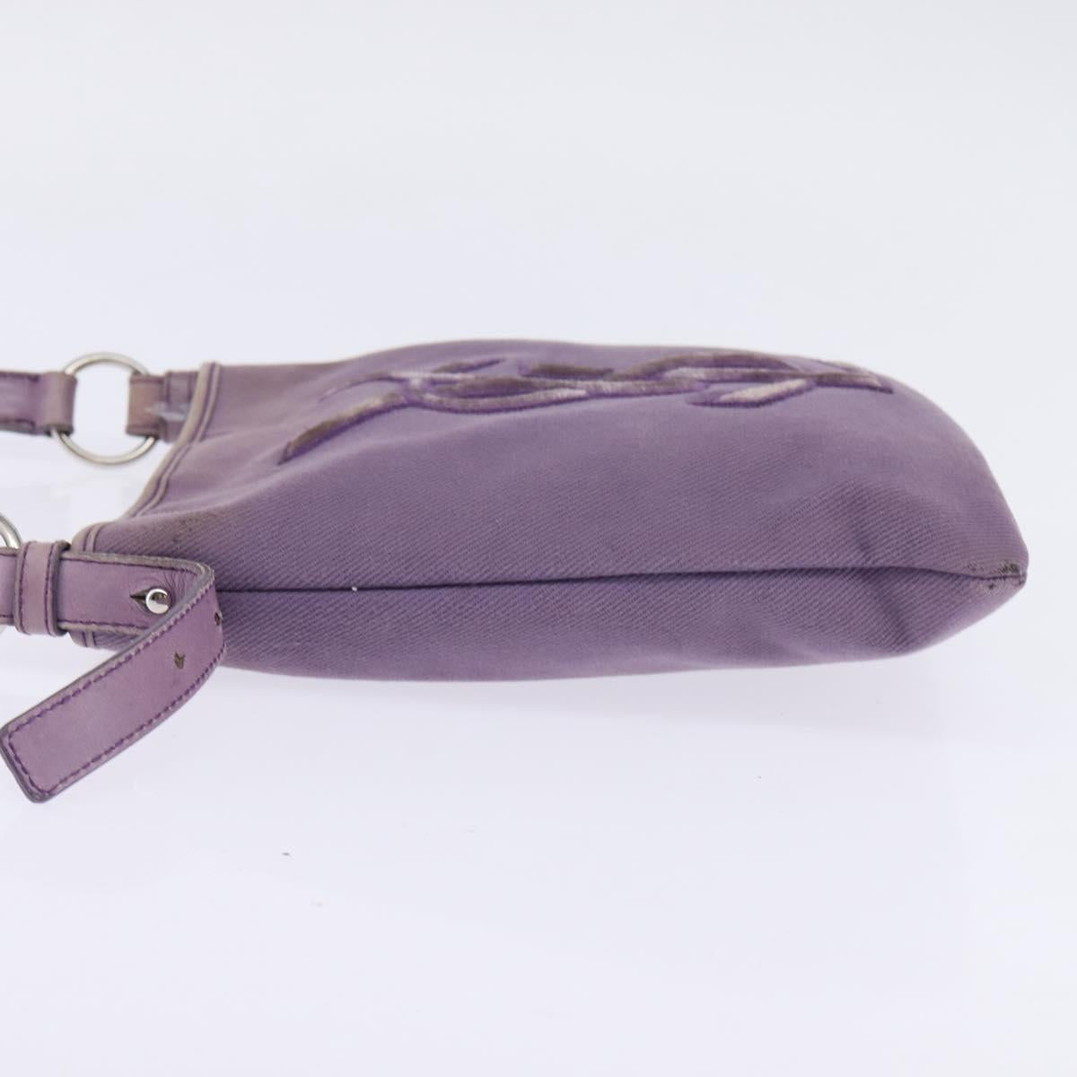 SAINT LAURENT Kahala Shoulder Bag Canvas Purple Silver Auth gh889