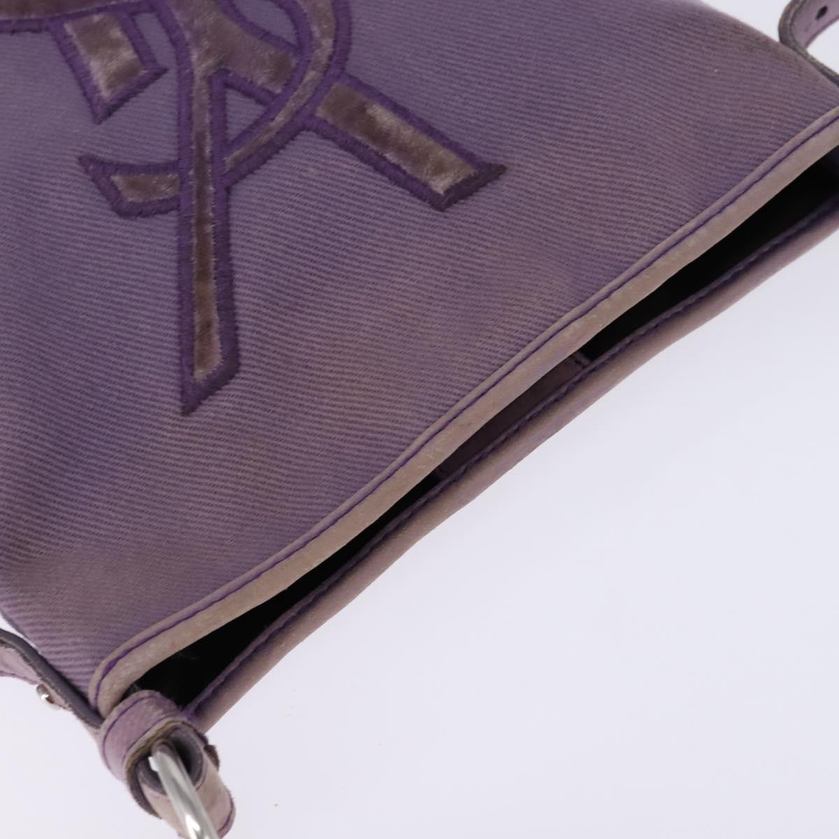 SAINT LAURENT Kahala Shoulder Bag Canvas Purple Silver Auth gh889
