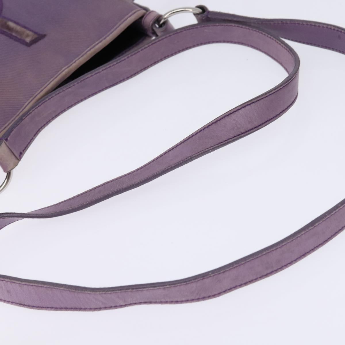 SAINT LAURENT Kahala Shoulder Bag Canvas Purple Silver Auth gh889