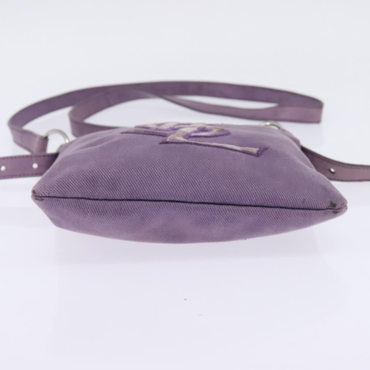 SAINT LAURENT Kahala Shoulder Bag Canvas Purple Silver Auth gh889