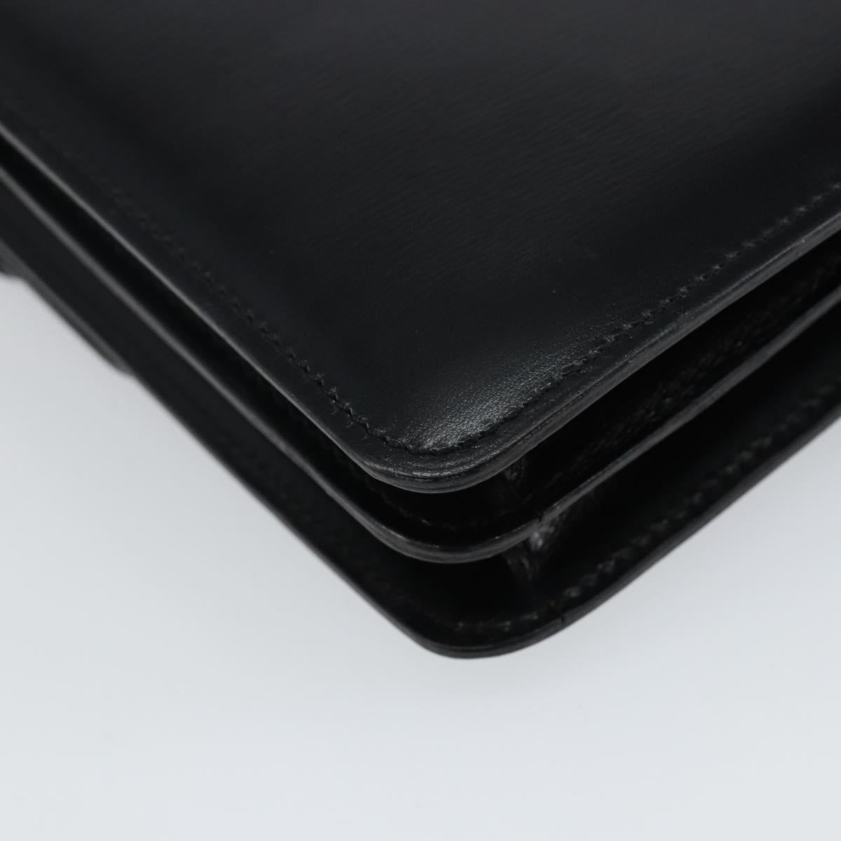 CELINE Hand Bag Leather Black Gold Auth gh890