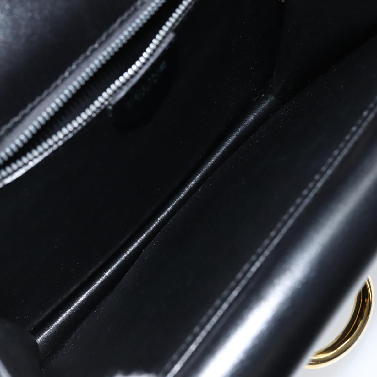 CELINE Hand Bag Leather Black Gold Auth gh890