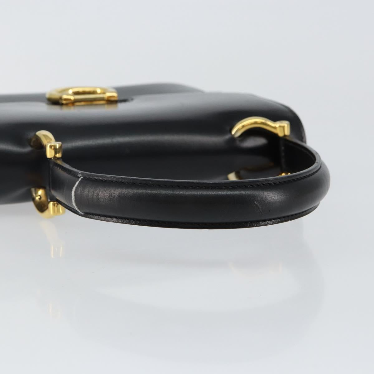 CELINE Hand Bag Leather Black Gold Auth gh890