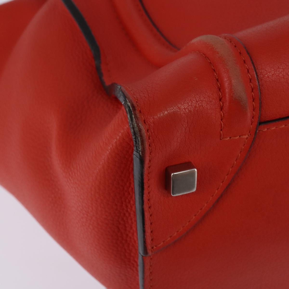 CELINE Luggage Hand Bag Leather 2way Orange Silver Auth gh891