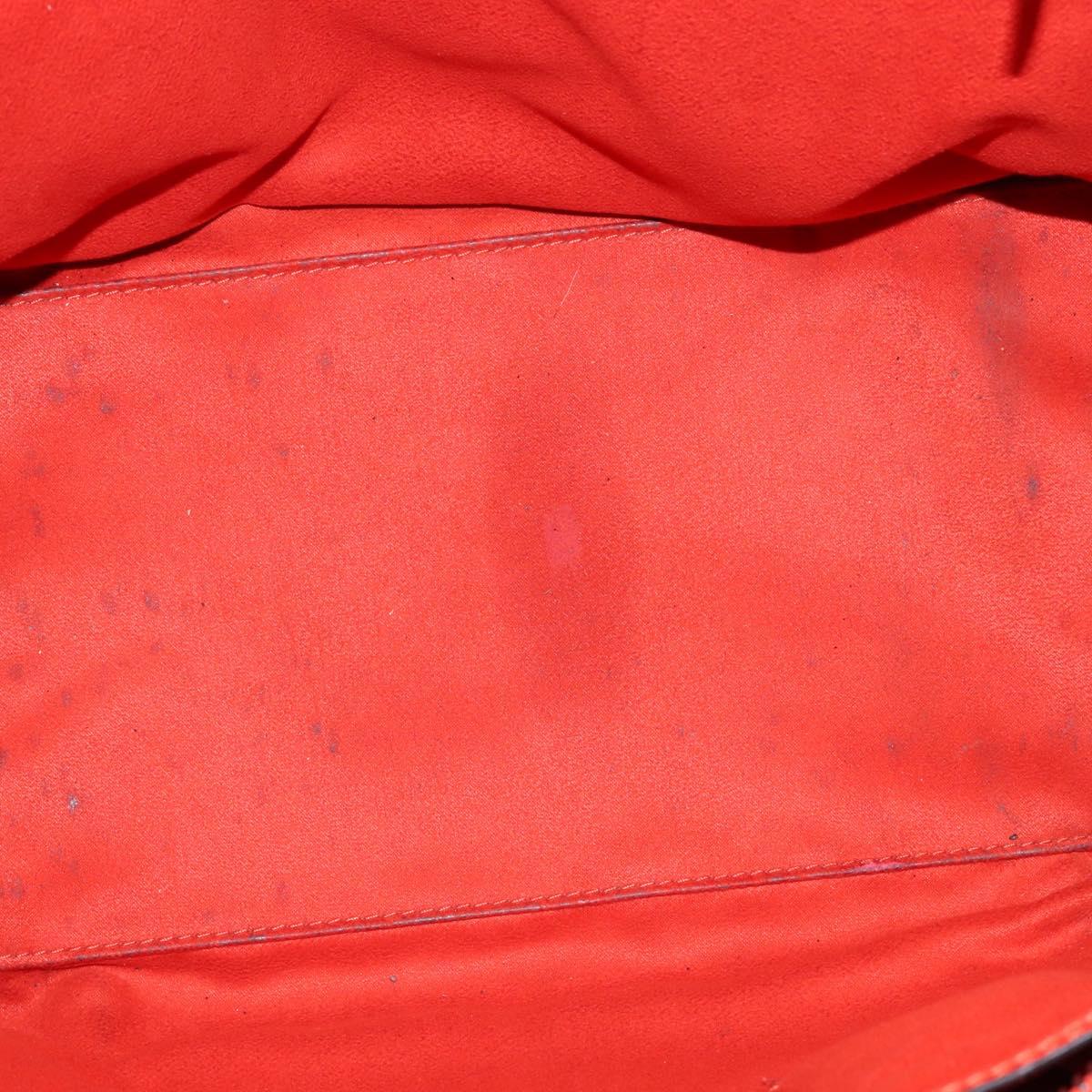 CELINE Luggage Hand Bag Leather 2way Orange Silver Auth gh891