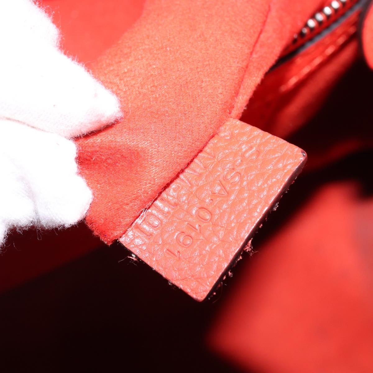 CELINE Luggage Hand Bag Leather 2way Orange Silver Auth gh891