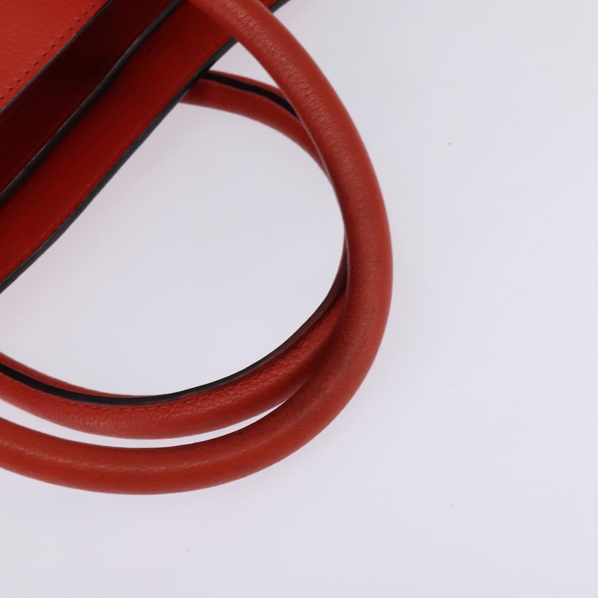 CELINE Luggage Hand Bag Leather 2way Orange Silver Auth gh891