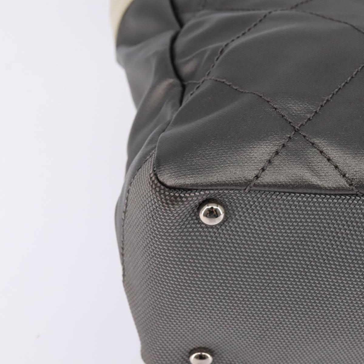 CHANEL Paris Biarritz Tote Tote Bag Coated Canvas Silver CC Auth gh895