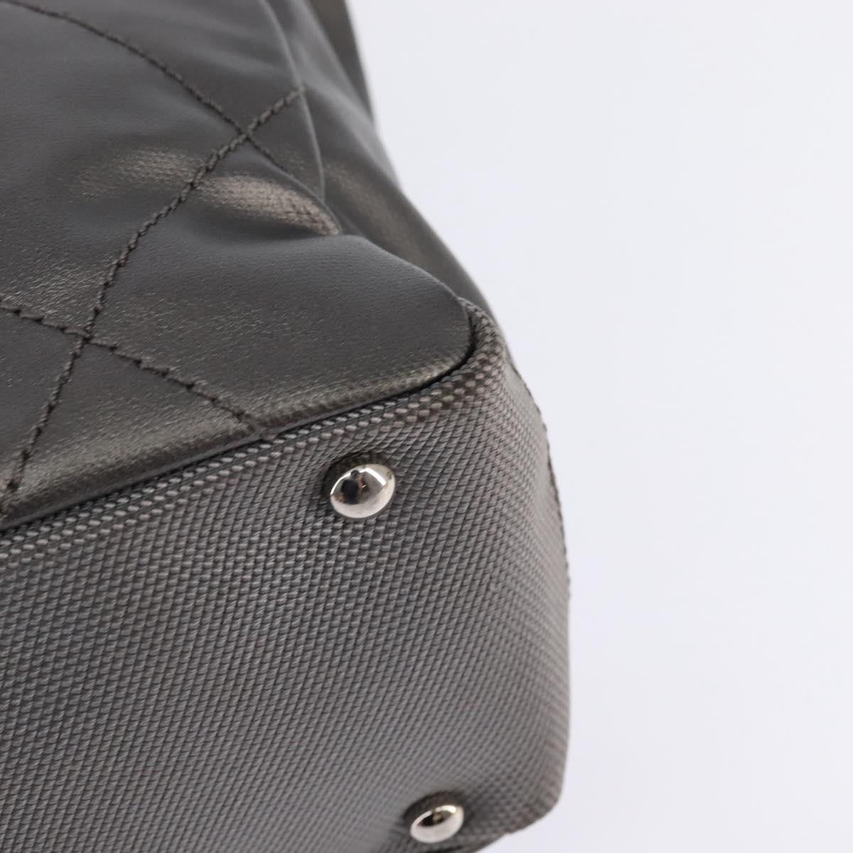 CHANEL Paris Biarritz Tote Tote Bag Coated Canvas Silver CC Auth gh895