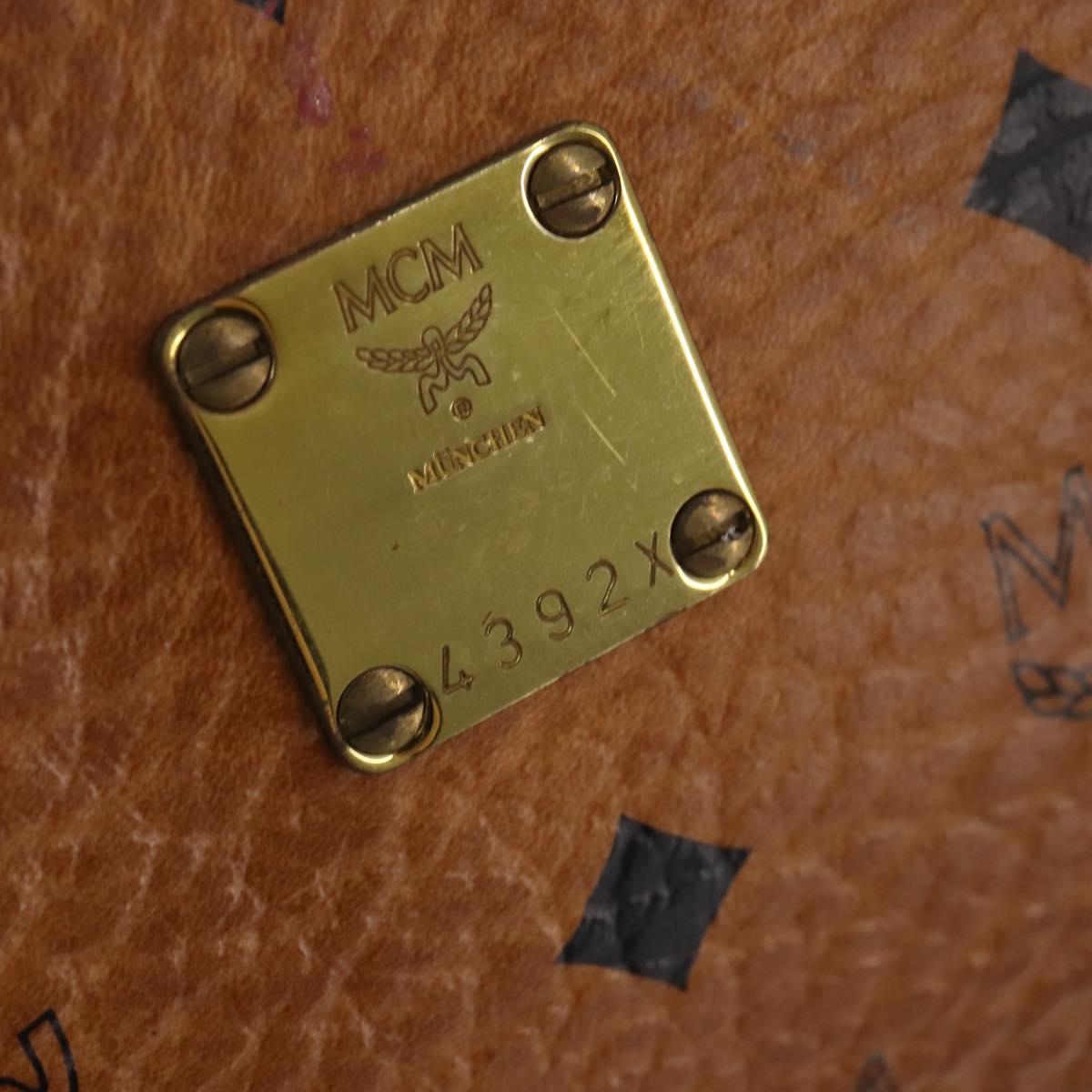 MCM Logogram Vicetos Boston Bag PVC Leather Brown Gold Auth gh902