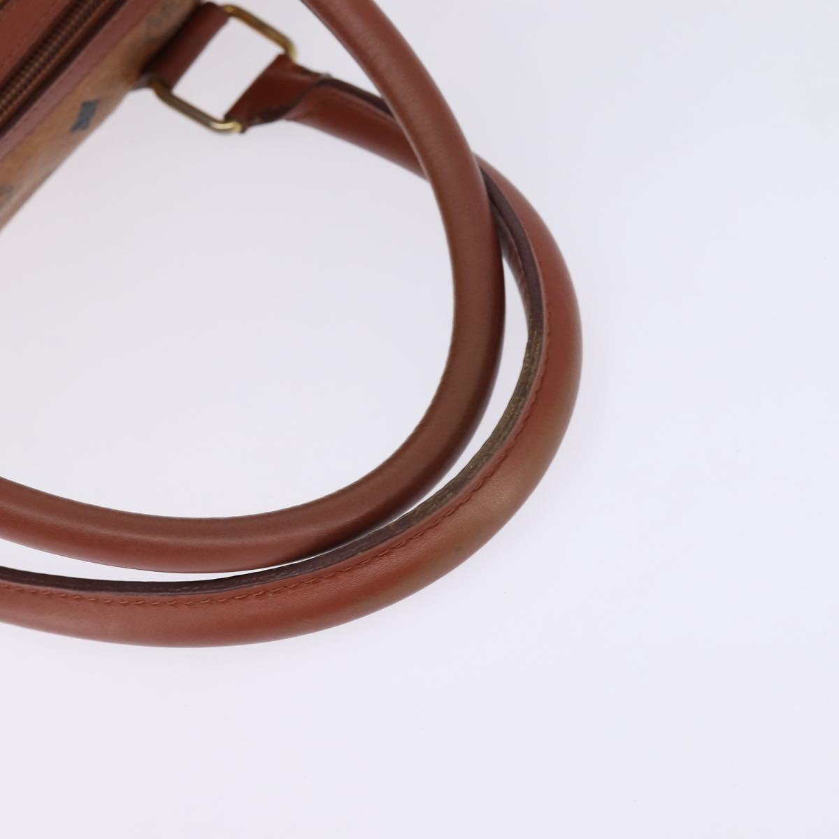 MCM Logogram Vicetos Boston Bag PVC Leather Brown Gold Auth gh902