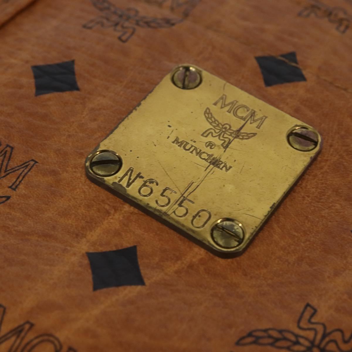 MCM Logogram Vicetos Tote Bag PVC Leather Brown Gold Auth gh903