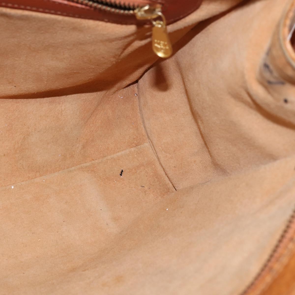 MCM Logogram Vicetos Tote Bag PVC Leather Brown Gold Auth gh903