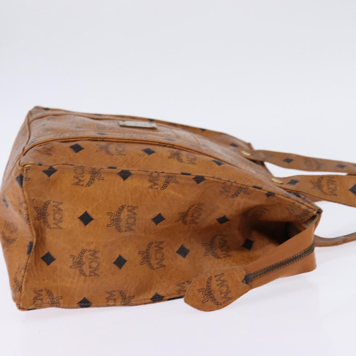 MCM Logogram Vicetos Tote Bag PVC Leather Brown Gold Auth gh903