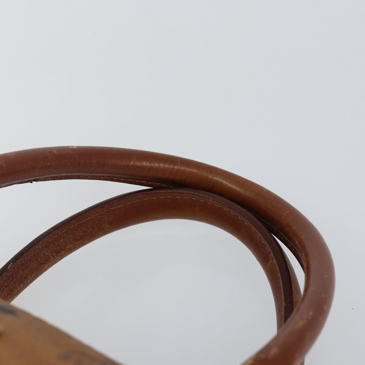 MCM Logogram Vicetos Boston Bag PVC Leather Brown Gold Auth gh904