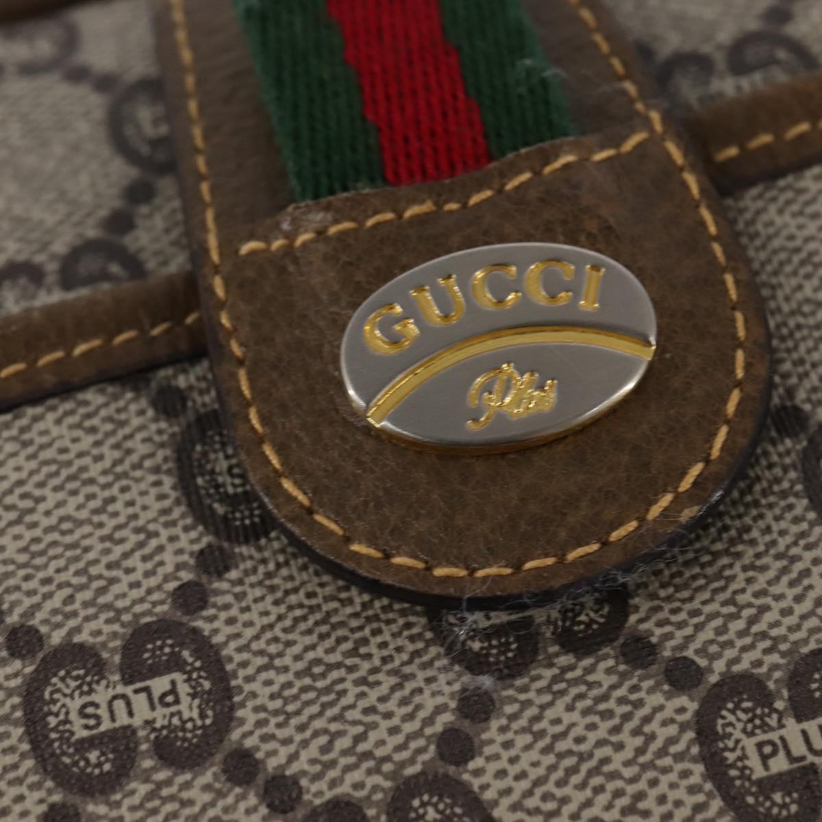 GUCCI GG Plus Supreme Web Sherry Line Shoulder Bag PVC Beige Gold Auth gh909