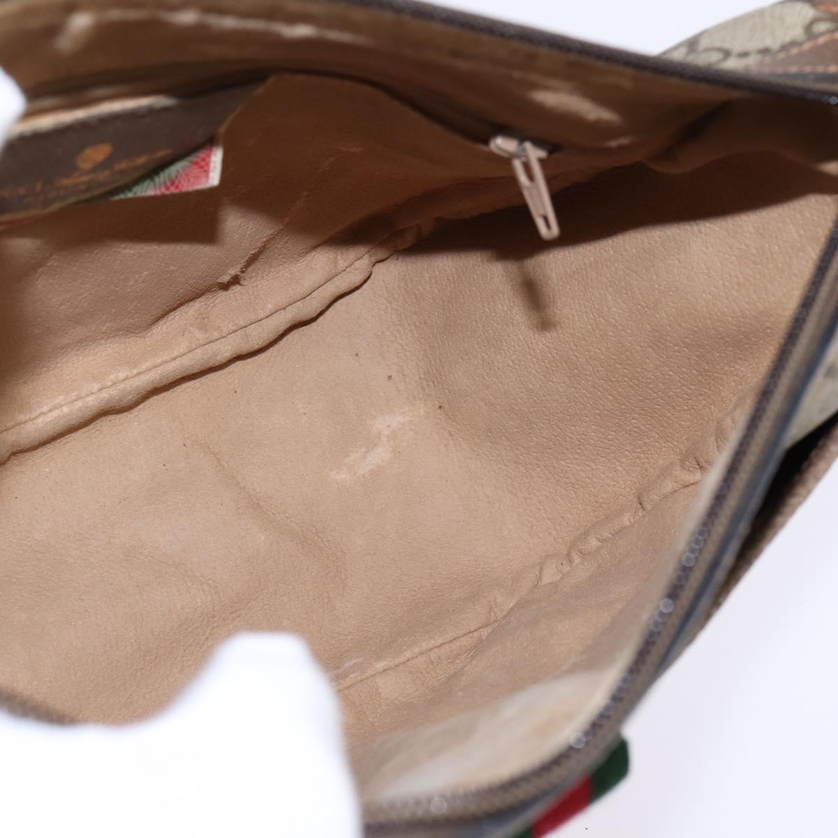GUCCI GG Supreme Web Sherry Line Shoulder Bag PVC Beige 89 02 032 Auth gh910