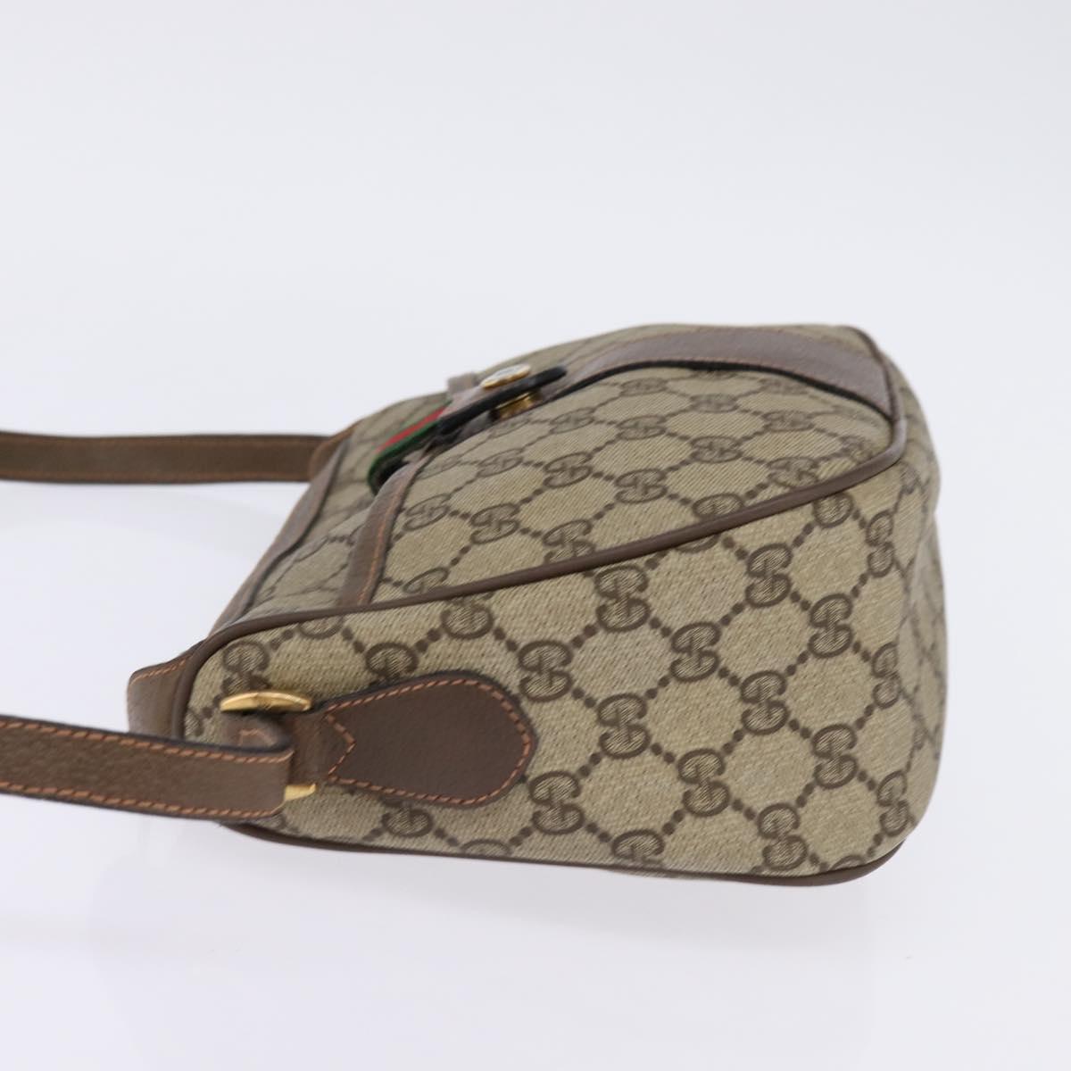 GUCCI GG Supreme Web Sherry Line Shoulder Bag PVC Beige 89 02 032 Auth gh910