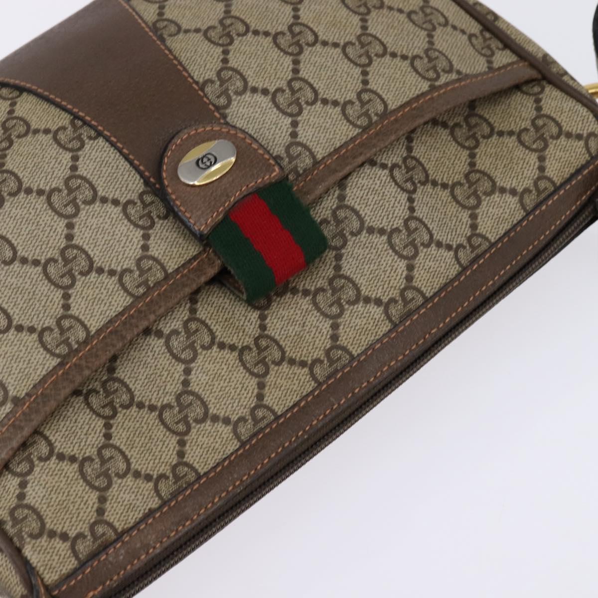 GUCCI GG Supreme Web Sherry Line Shoulder Bag PVC Beige 89 02 032 Auth gh910