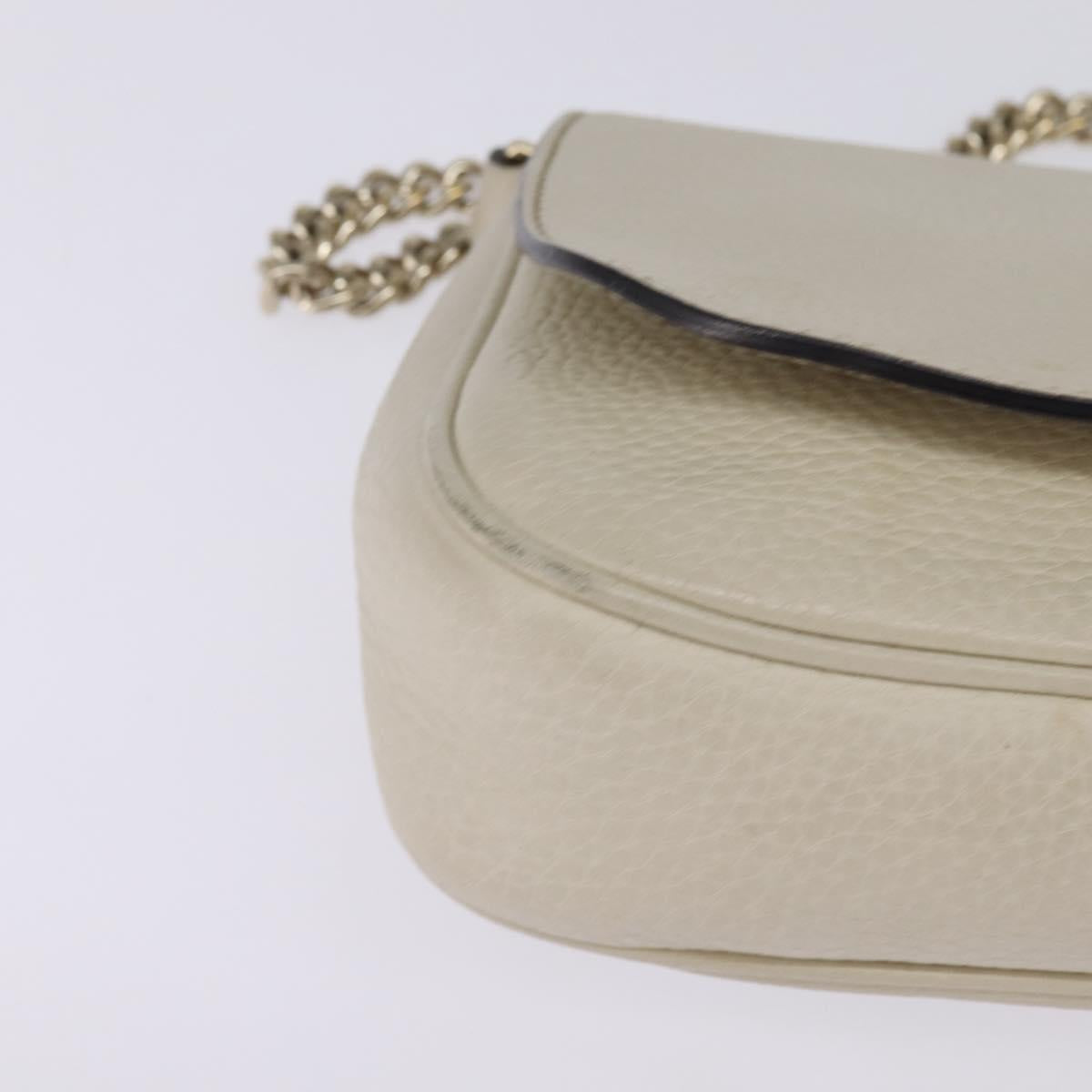 GUCCI Soho Chain Shoulder Bag Leather Beige Gold 336752 Auth gh913