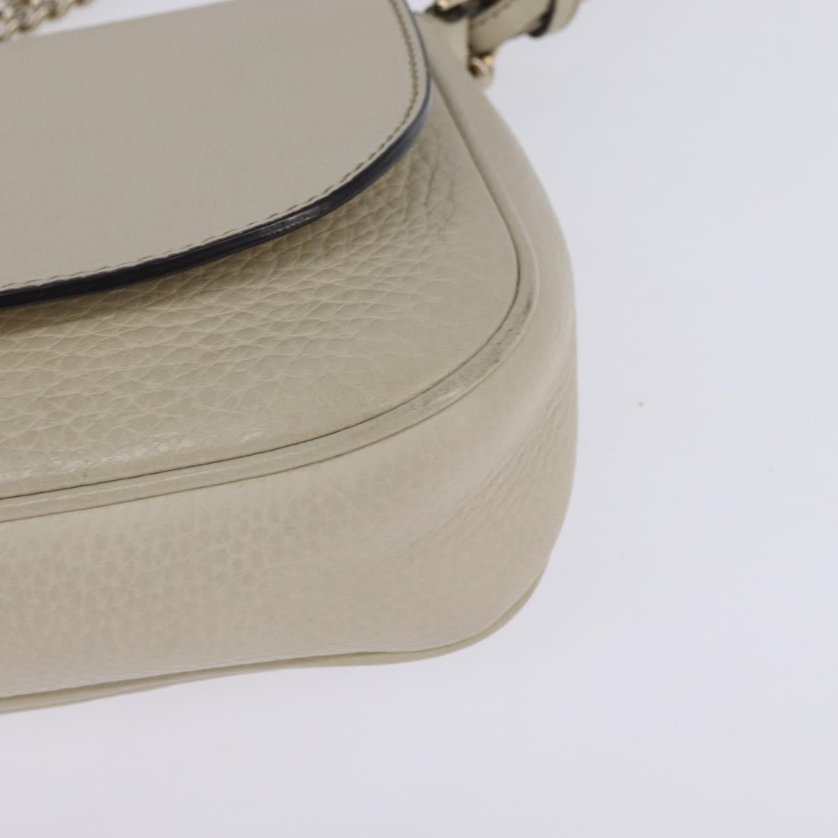 GUCCI Soho Chain Shoulder Bag Leather Beige Gold 336752 Auth gh913
