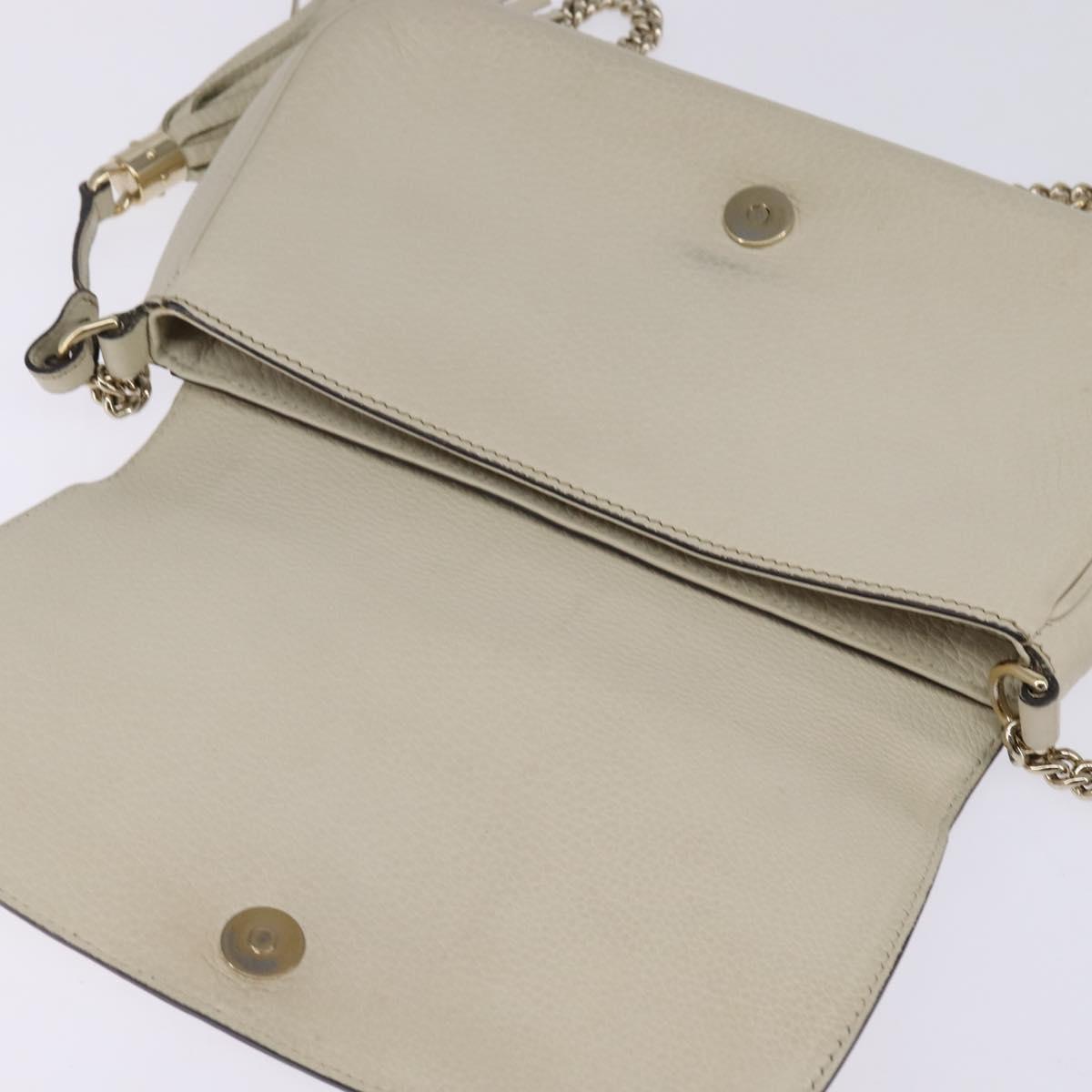 GUCCI Soho Chain Shoulder Bag Leather Beige Gold 336752 Auth gh913