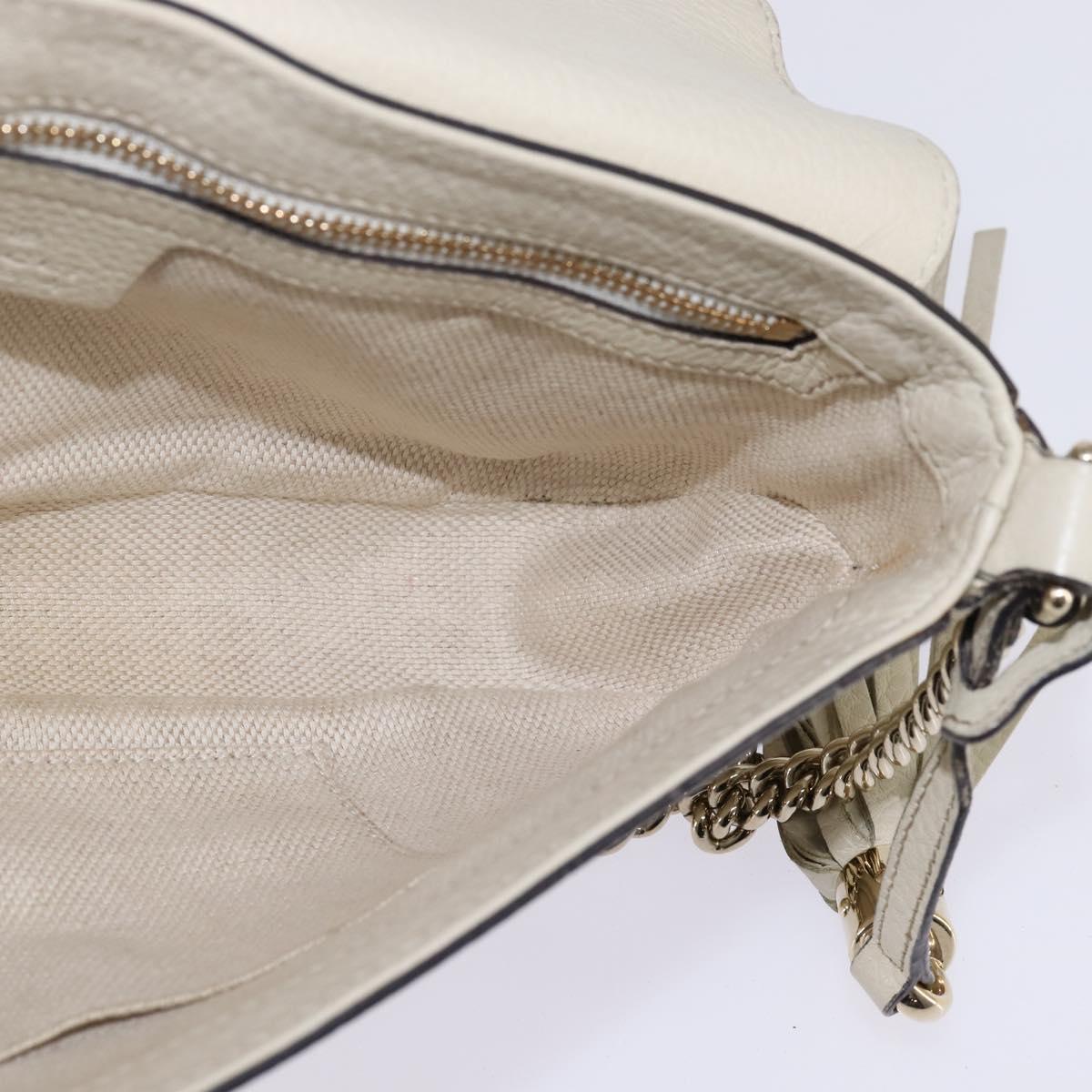 GUCCI Soho Chain Shoulder Bag Leather Beige Gold 336752 Auth gh913