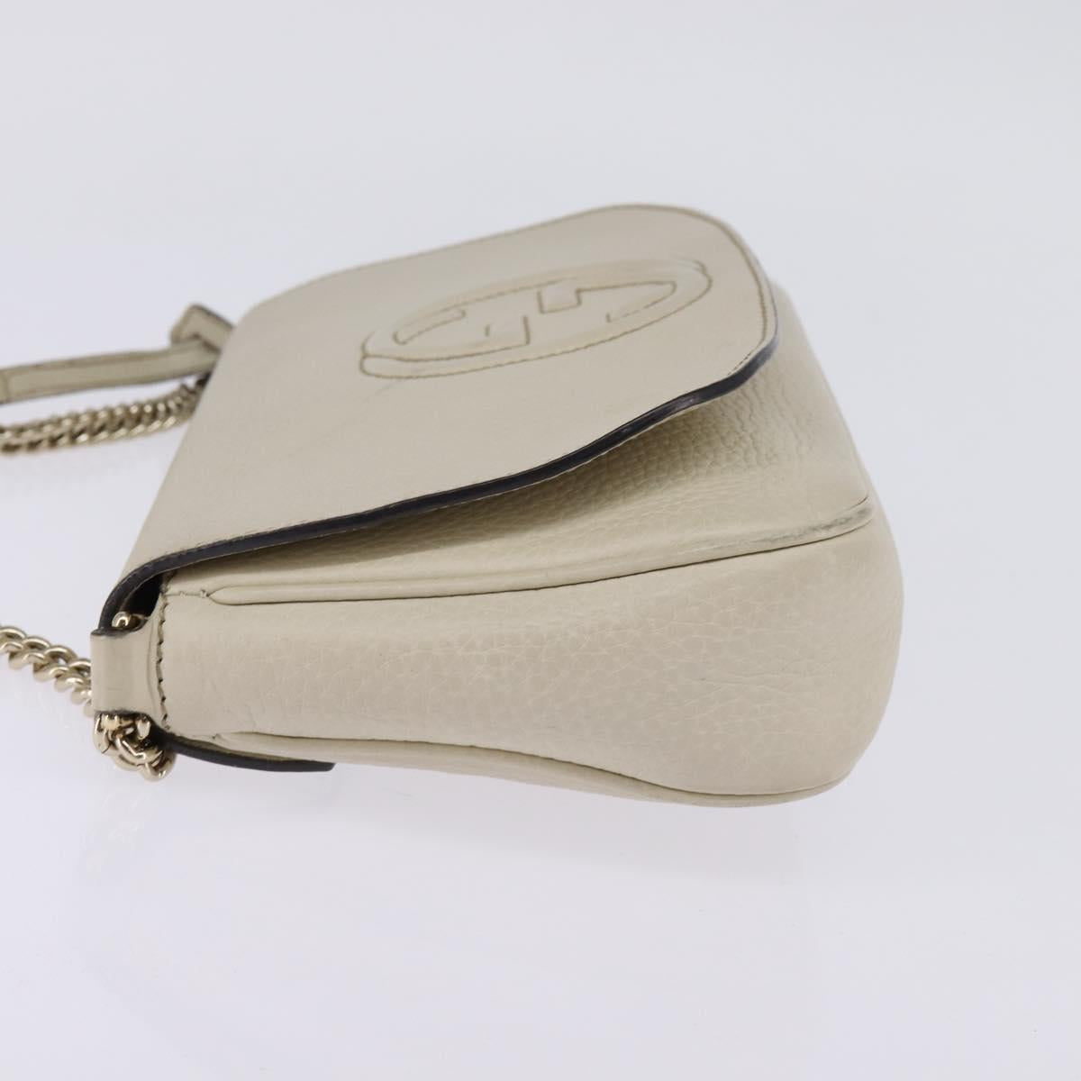 GUCCI Soho Chain Shoulder Bag Leather Beige Gold 336752 Auth gh913