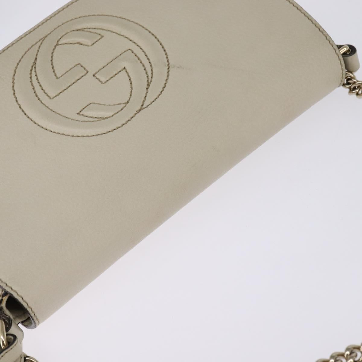 GUCCI Soho Chain Shoulder Bag Leather Beige Gold 336752 Auth gh913