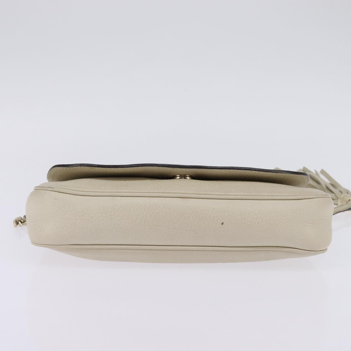 GUCCI Soho Chain Shoulder Bag Leather Beige Gold 336752 Auth gh913