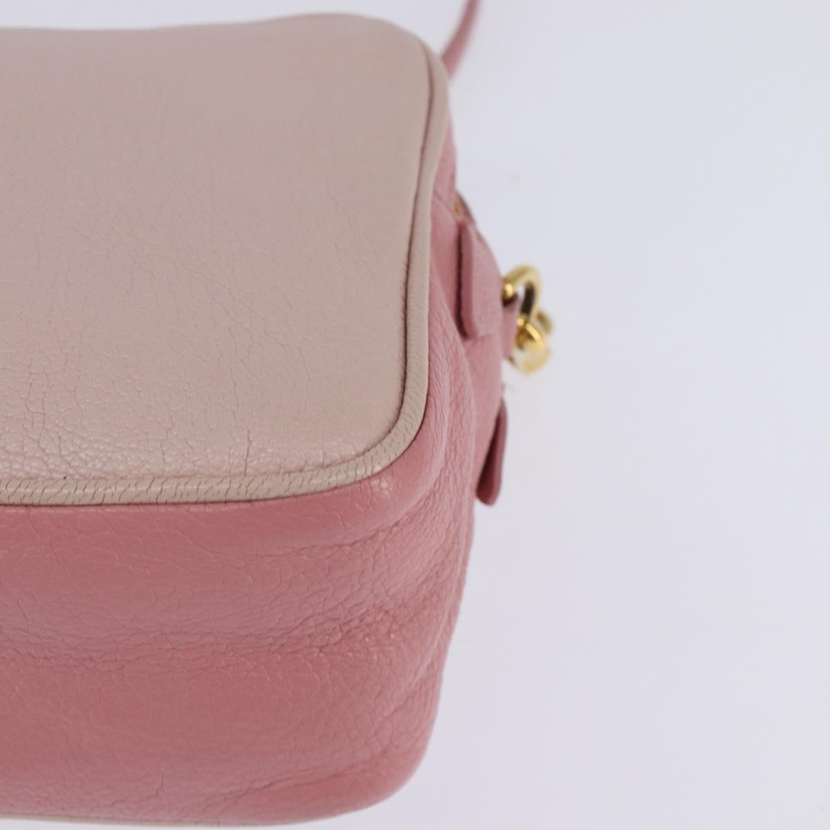 Miu Miu Madras Shoulder Bag Leather Pink Gold Auth gh914