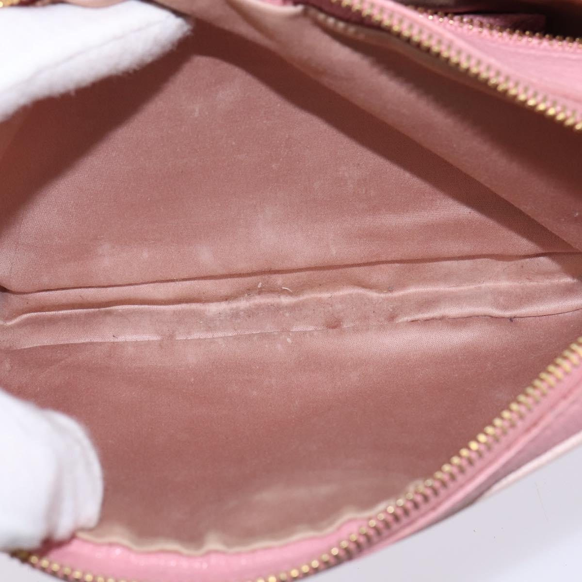 Miu Miu Madras Shoulder Bag Leather Pink Gold Auth gh914