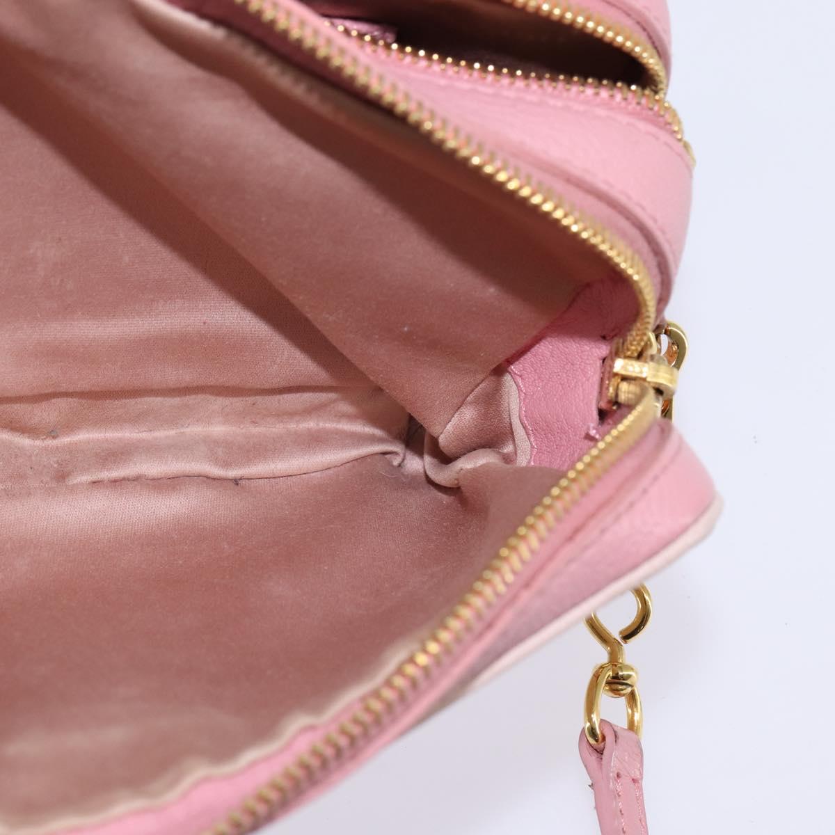 Miu Miu Madras Shoulder Bag Leather Pink Gold Auth gh914
