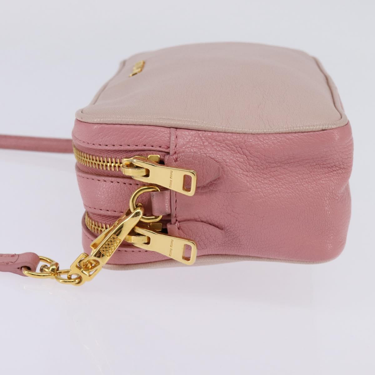 Miu Miu Madras Shoulder Bag Leather Pink Gold Auth gh914