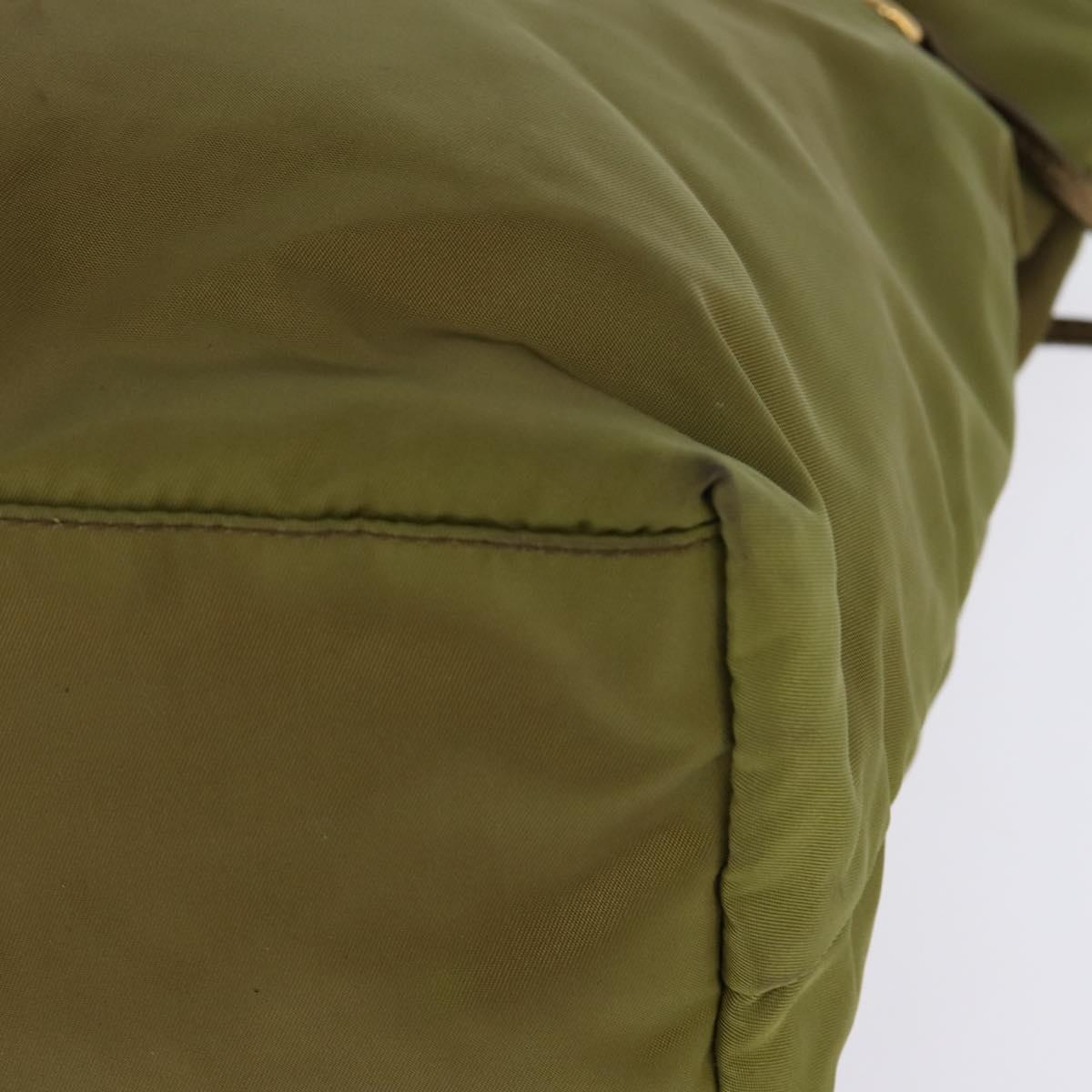 PRADA Tote Bag Nylon Khaki Gold Auth gh915