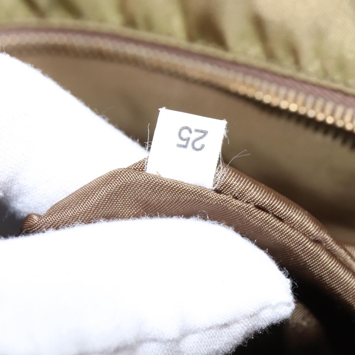 PRADA Tote Bag Nylon Khaki Gold Auth gh915