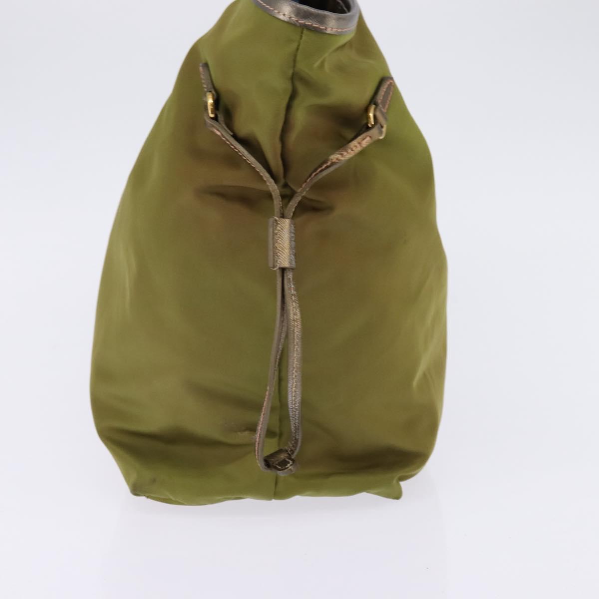 PRADA Tote Bag Nylon Khaki Gold Auth gh915