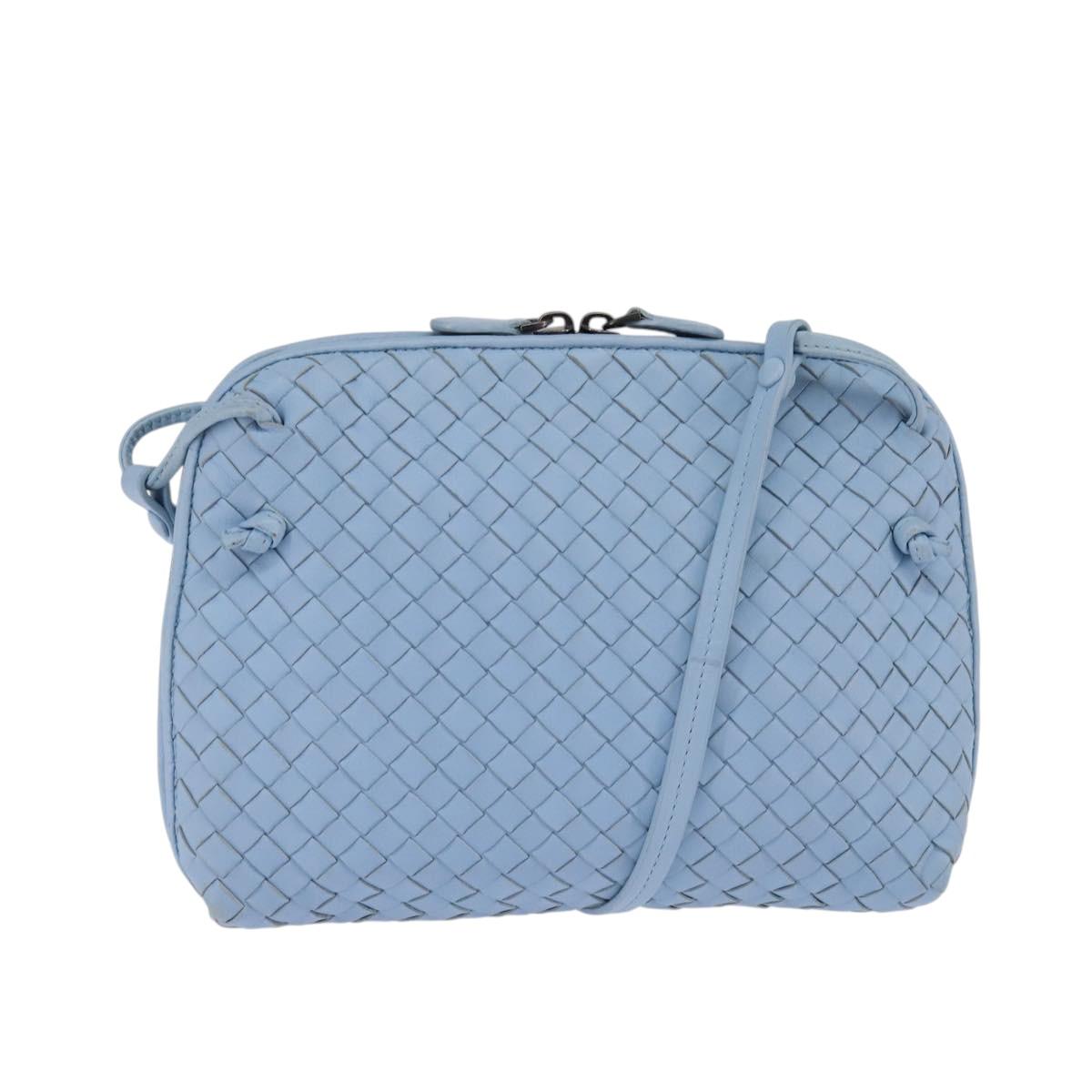 BOTTEGA VENETA INTRECCIATO Shoulder Bag Leather Light Blue Auth gh923