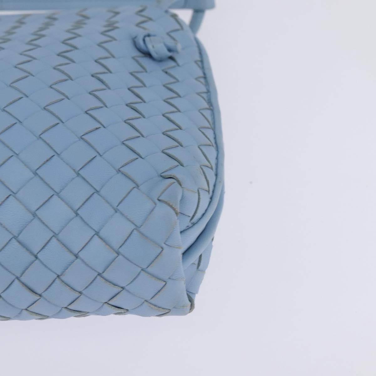 BOTTEGA VENETA INTRECCIATO Shoulder Bag Leather Light Blue Auth gh923