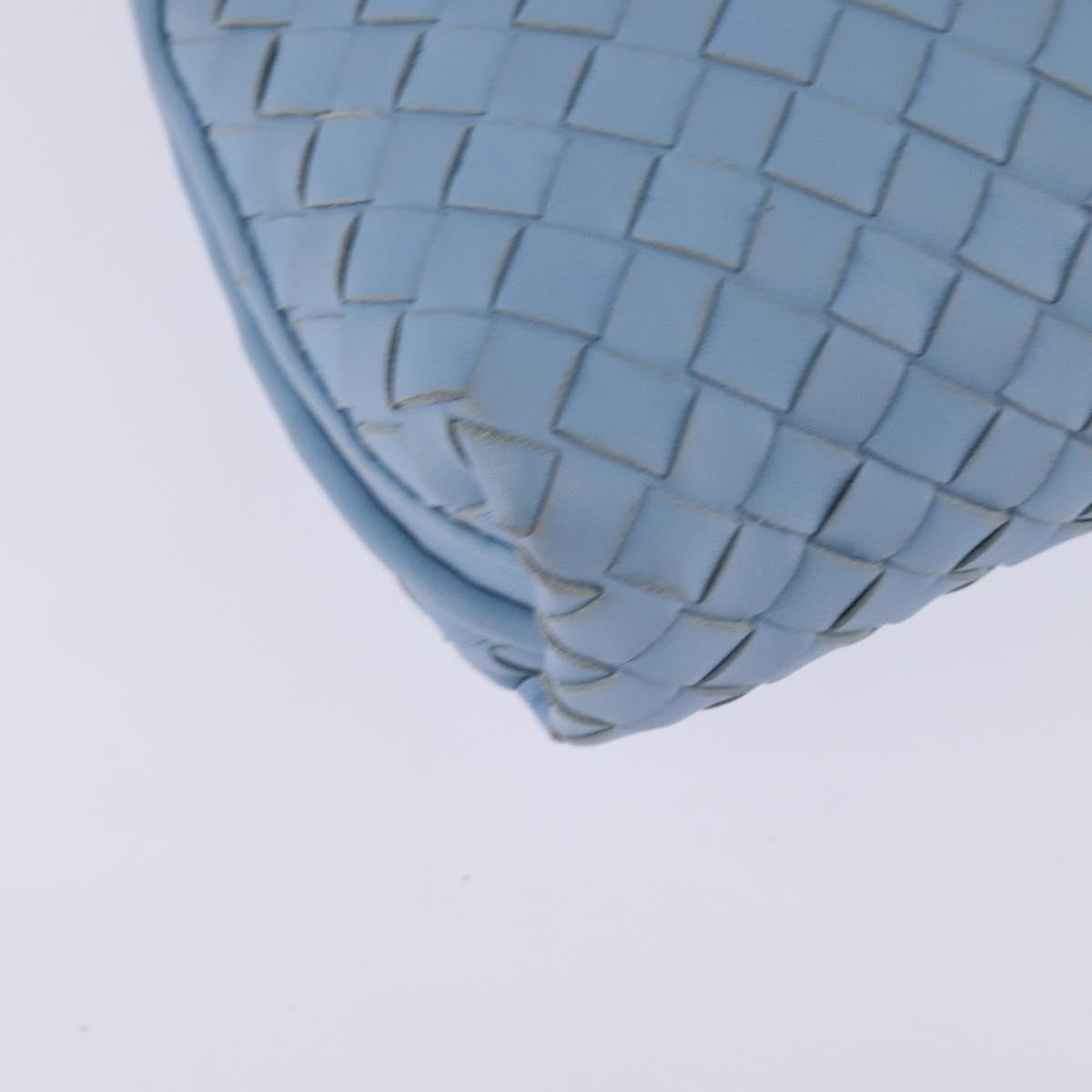 BOTTEGA VENETA INTRECCIATO Shoulder Bag Leather Light Blue Auth gh923