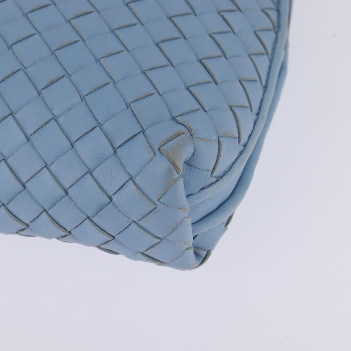 BOTTEGA VENETA INTRECCIATO Shoulder Bag Leather Light Blue Auth gh923