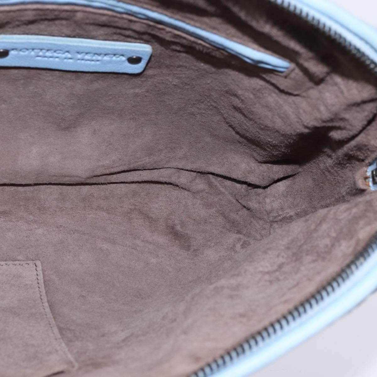 BOTTEGA VENETA INTRECCIATO Shoulder Bag Leather Light Blue Auth gh923