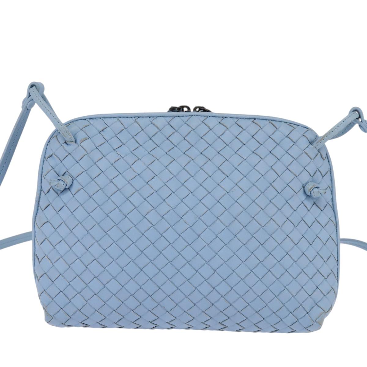 BOTTEGA VENETA INTRECCIATO Shoulder Bag Leather Light Blue Auth gh923