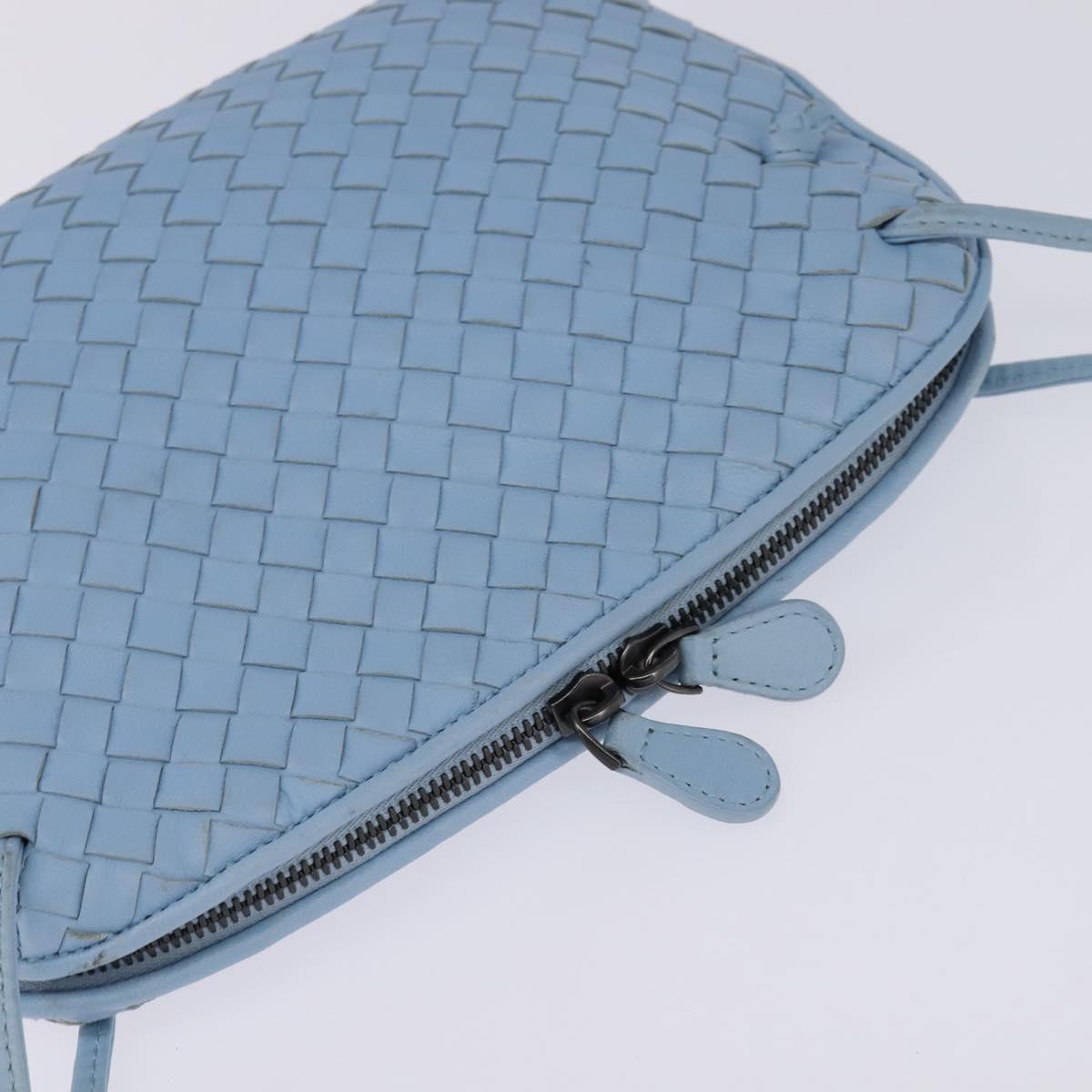 BOTTEGA VENETA INTRECCIATO Shoulder Bag Leather Light Blue Auth gh923