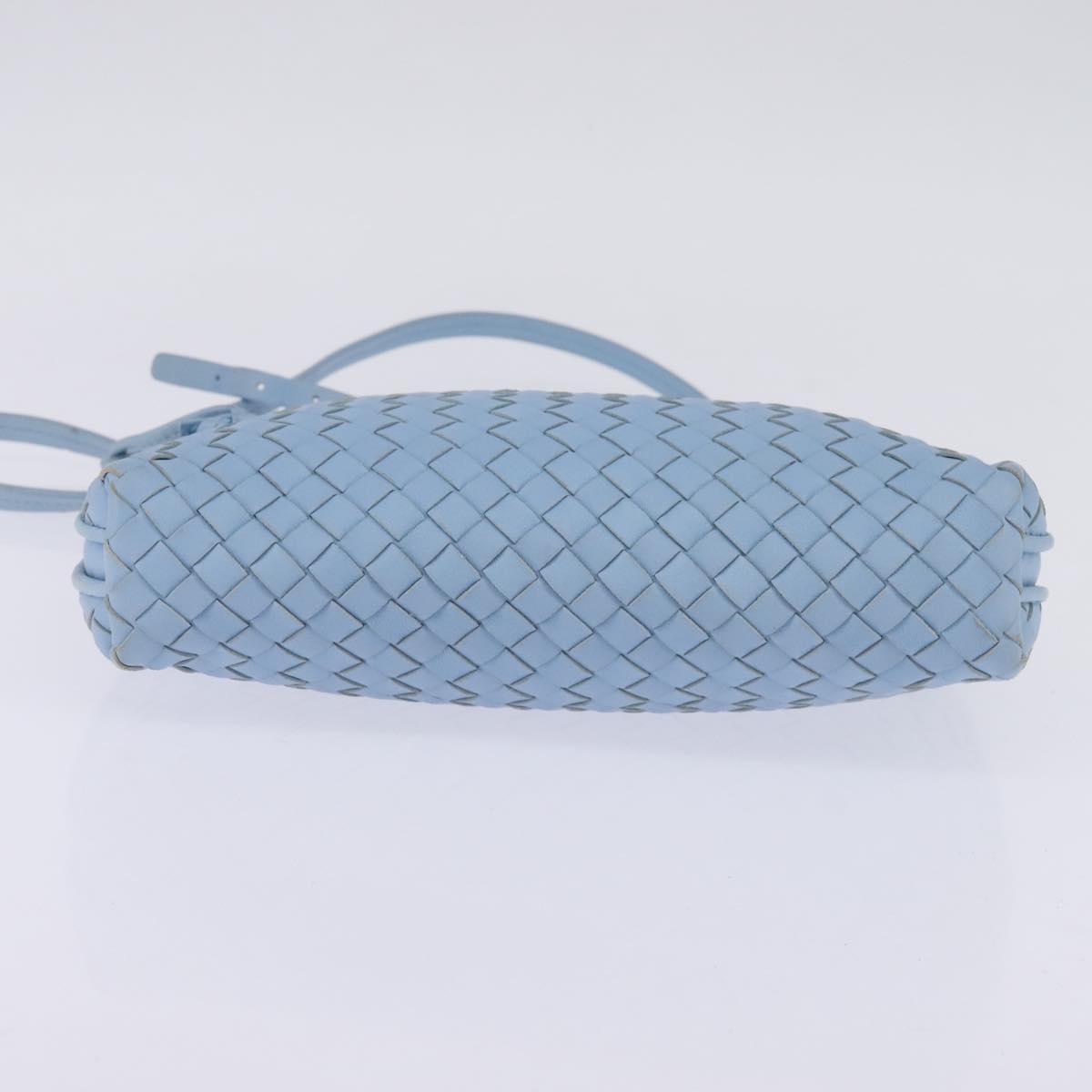 BOTTEGA VENETA INTRECCIATO Shoulder Bag Leather Light Blue Auth gh923