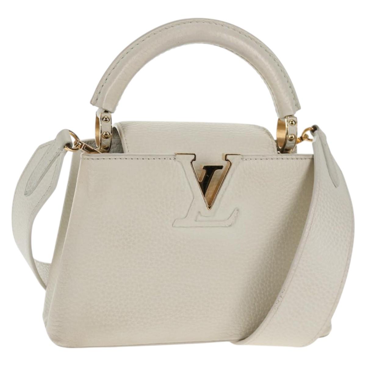 LOUIS VUITTON Capusine BB Bag Taurillon Leather 2way White M55832 LV Auth gh935V