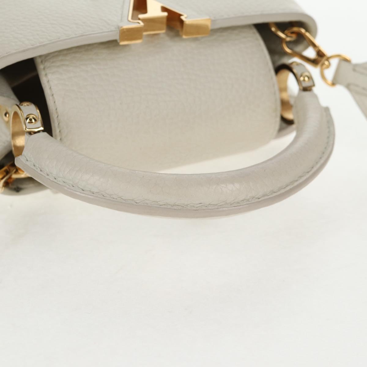 LOUIS VUITTON Capusine BB Bag Taurillon Leather 2way White M55832 LV Auth gh935V